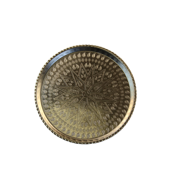 Craft - Copper Hand made Round Tray - Silver colour 8.5"