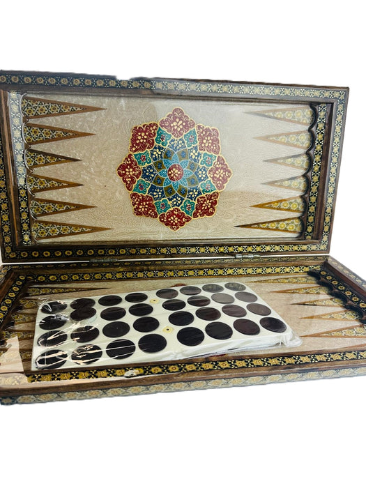 Craft - Handmade Backgammon and Chess  Board Set - Khatam Kari