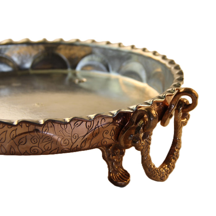 Craft - Copper Hand made Serving Round Tray, 25cm