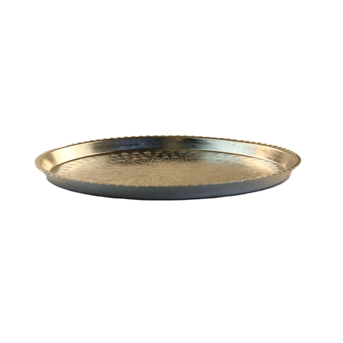 Craft - Copper Hand made Round Tray - Silver colour 9.5"